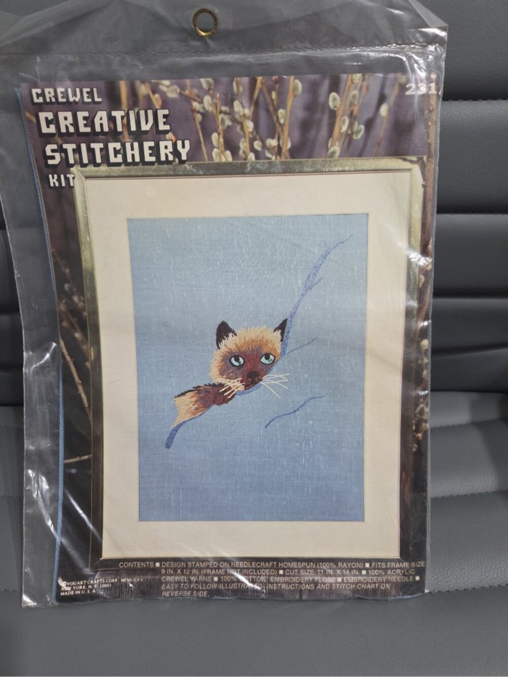 Vintage Crewel Creative Stitchery Cat Kit